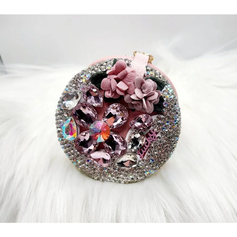 Rhinestone Mirror Compact Keychain - Picture 7 of 9